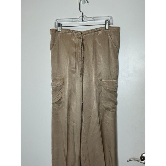 Johnny Was Womens Taupe Satin Straight-Leg Cargo Pants Size Small - Picture 3 of 8